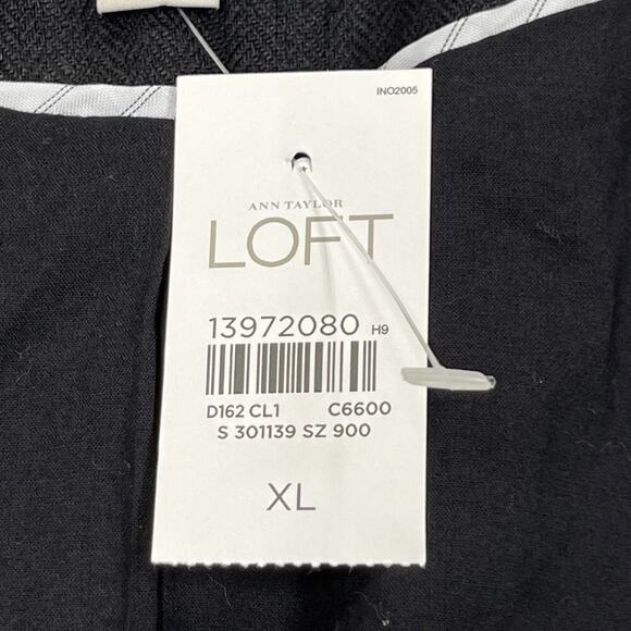 Ann Taylor Loft Linen Blazer Size XL Open Front Black Lined Office Career - Picture 6 of 12